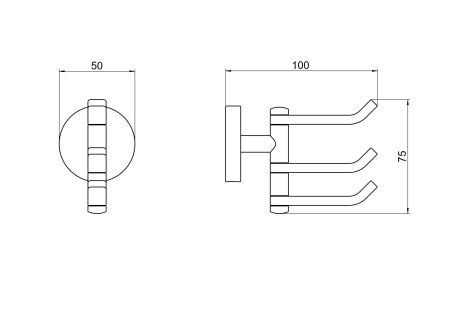 Крючок тройной AQUATEK, матовый черный AQ4632MB БЕТТА, артикул AQ4632MB