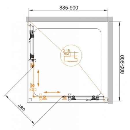 Душевой уголок CEZARES ECO-O-A-2, артикул ECO-O-A-2-90-P-Cr