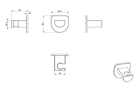 Настенный держатель WONZON & WOGHAND, Хром (WW-994216-CR), артикул WW-994216-CR