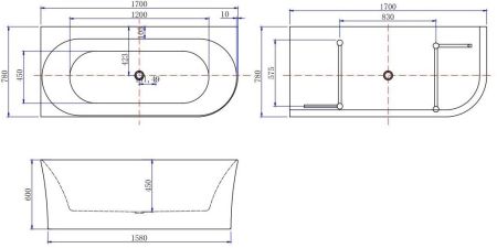 Акриловая ванна Allen Brau Priority 4 А 170x78 2.31004.20A/AM, артикул 2.31004.20A/AM