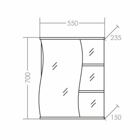 Зеркальный шкаф СаНта Волна 55 с подсветкой, левый 101011