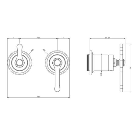 GESSI VENTI20 Смеситель встраиваемый, однорычажный, с переключателем на 2 положения, внешняя часть, цвет Brushed Brass PVD