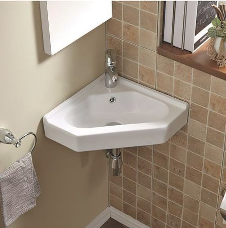 Раковина керамическая угловая AM-7012-COR, цвет белый, 550х385х170