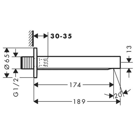 Излив, Hansgrohe, Finoris, монтаж-настенный, вынос излива, мм-189, стандарт подводки-1/2", цвет-матовый чёрный, артикул 76410670