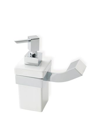 Stil Haus Fluid, настенный керамический дозатор, цвет хром - белая керамика, артикул FL30(08-BI)