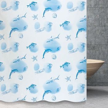 Штора для ванной комнаты Savol S-6PEVA10, дельфины