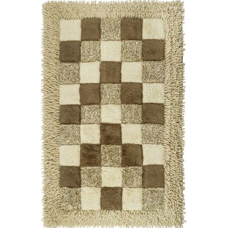 Коврик для ванной "Шахматы" одинарный, натуральный хлопок 60*100cm