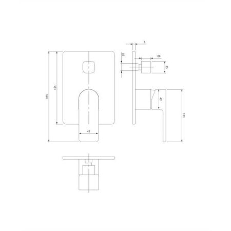 Смеситель для душа скрытого монтажа OMNIRES BARETTI BA7835BL (черный BLM), артикул BA7835BL
