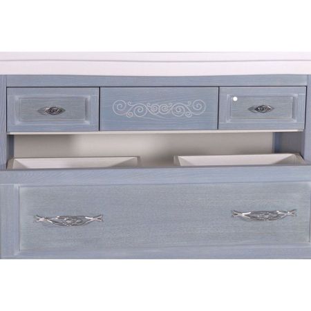 Тумба под раковину ASB-Woodline Модерн 105 Рошфор с белой патиной, артикул 11246