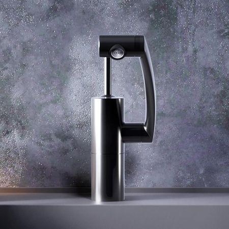 290217364 Arc смеситель для умывальника, поворотный излив 186 мм (черный)