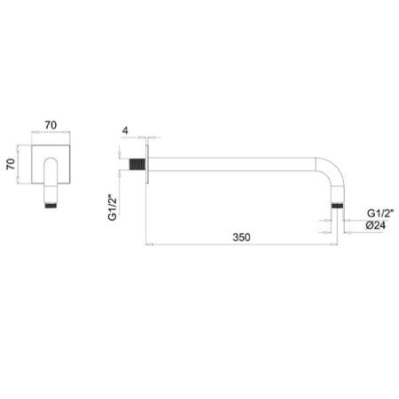 Almar ROUND Кронштейн из стены круглый, 350 мм, квадратный отражатель, золото PVD