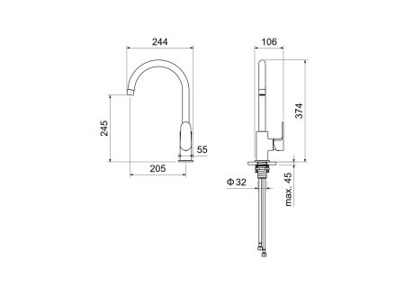 Смеситель для кухни AQUATEK AQ1282CR ОБЕРОН, артикул AQ1282CR