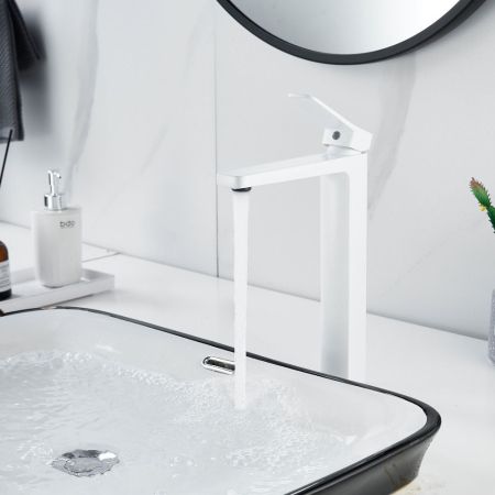 Смеситель для раковины высокий  Raffine F1199C, белый, артикул F1199C