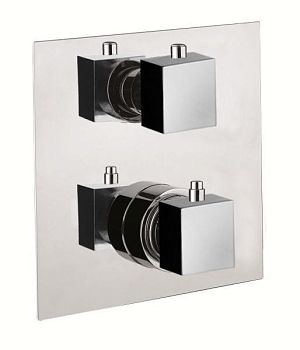 Fiore X-Termo, встраиваемый в стену смеситель для душа на 3 выхода, с термостатом (квадратная панель и ручки), цвет хром