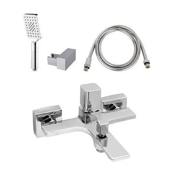 AQG QB, однорычажный смеситель для ванны c набором для душа SETP, цвет хром