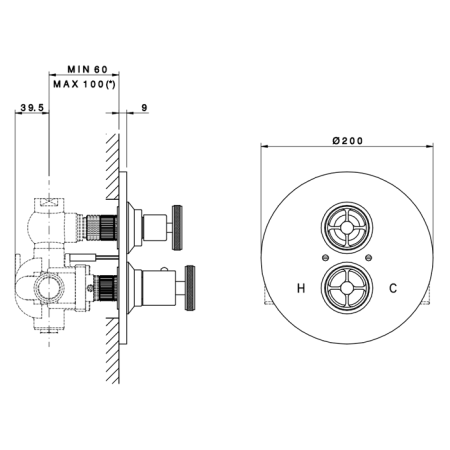 Nicolazzi Termostatico Внешняя часть встраиваемого смесителя, 3/4” с запорным вентилем, цвет: хром, артикул 4909CR44