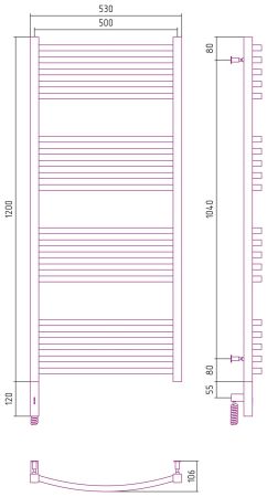 Полотенцесушитель электрический АРКУС 3.0 1200х500 МЭМ левый (Без покрытия)