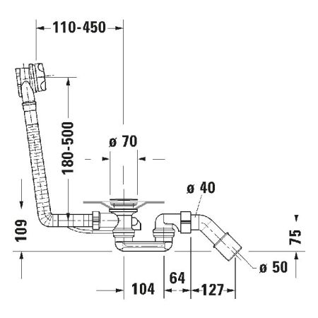 Duravit  Слив и перелив, хром, диаметр выпуска 52 мм, артикул 791287000001000