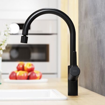 310722300 Eclipse, смеситель для кухни с двухрежимным регулируемым аэратором, черный, артикул 310722300