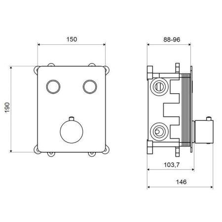 Смеситель термостатический для ванны и душа скрытого монтажа EXCELLENT Krotos AREX.8045CR (хром), артикул AREX.8045CR