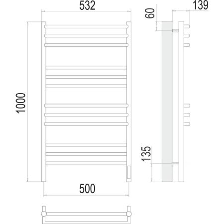 Полотенцесушитель электрический Terminus Прато П12 50х100, артикул 4670078527134