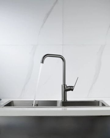 Смеситель для кухни Knotlor KN-61/GM, вороненая сталь, артикул KN-61/GM