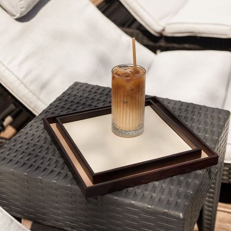 ADJ Поднос Mondo, 25x25xH3 см., цвет: панна котта/белый, артикул 0062.16/10