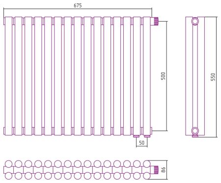 Отопительный радиатор ЭСТЕТ-11 н/ж EU50 500х675 / 15 сек (БЕЛЫЙ), артикул 12-0312-5015