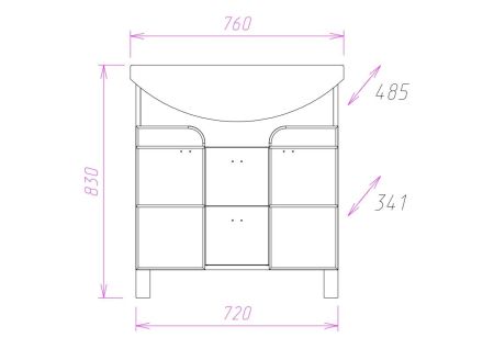 Тумба Onika Стиль 75 напольная, белая/ясень шимо (ум. Стиль 75)