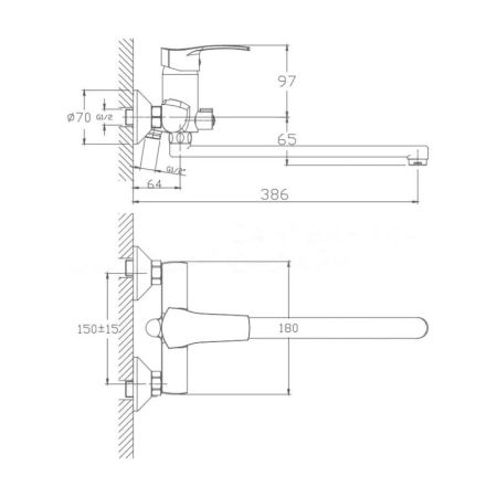 Смеситель для ванны Maretti Project PR22RP270-D, хром, артикул PR22RP270-D