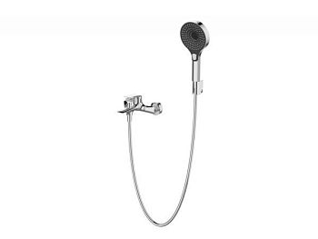 METAURO-VD-GM Смеситель для ванны и душа однорычажный в комплекте с ручным душем, шлангом и держателем, оружейная сталь