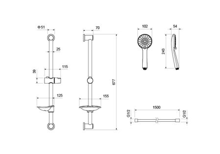Душевой гарнитур 3jet 65 см AQUATEK AQ2013CR БЕТТА, артикул AQ2013CR