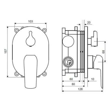 Смеситель для душа скрытого монтажа EXCELLENT Clever ARAC.4145CR (хром), артикул ARAC.4145CR