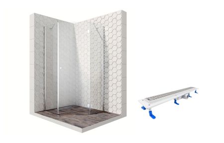 Душевой уголок Ambassador Diamond 12011111R-ST6, пятиугольный, линейный трап, 90х90, артикул 12011111R-ST6