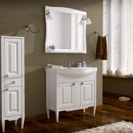 Тумба под раковину ASB-Woodline Модена 85 Белая с серебряной патиной, артикул 9130