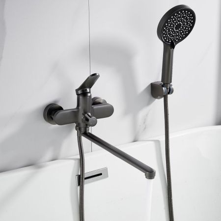 Смеситель для ванны Shevanik S4322T, оружейная сталь