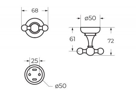 Крючок двойной CEZARES APHRODITE-DHK2, артикул APHRODITE-DHK2-03/24-M