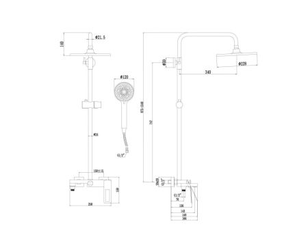 Душевая система Savol S-009045Q, графит, артикул S-009045Q