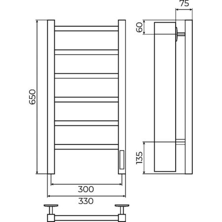 Полотенцесушитель электрический Terminus Ватикан П6 30х65, артикул 4670078557100