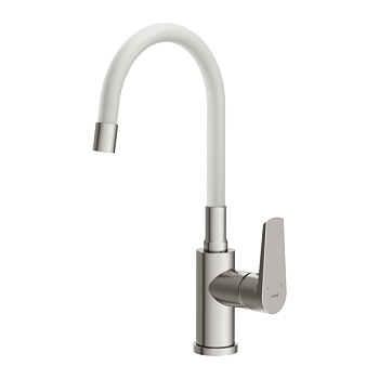 Смеситель для кухни Cersanit MODUO однорычажный с гибким изливом белый (68232)