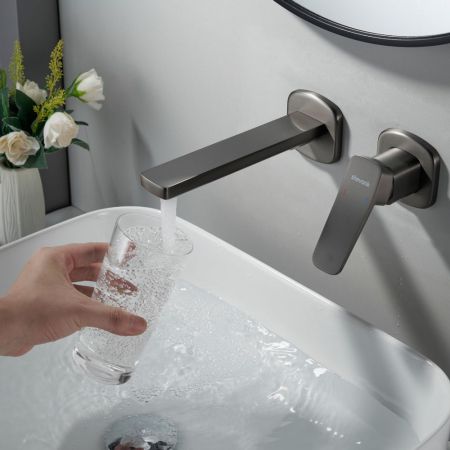 Смеситель для раковины встраиваемый Shevanik S9941T, оружейная сталь