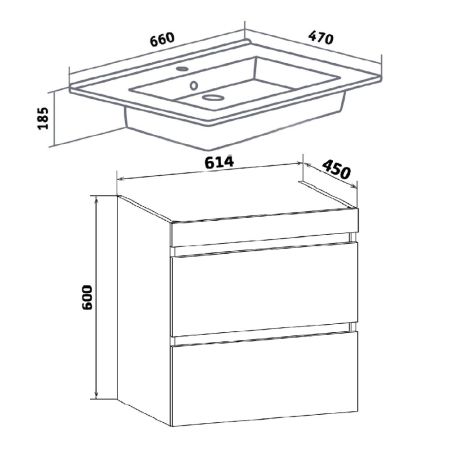 Тумба Runo Манхэттен 65 подвесная белая под умывальник 00-00001021 (Оскар 65) (00-00001046), артикул 00-00001046