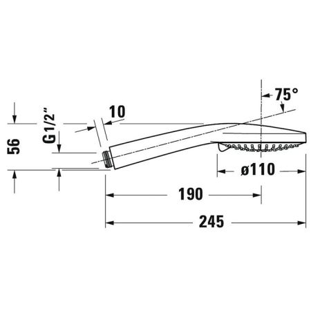 Ручной душ, Duravit, размер душевого диска, мм-110, форма-круглая, количество режимов-3, тип струи-дождь, мягкая, интенсивная, материал-ABS пластик, цвет-хром/белый, артикул UV0652015010
