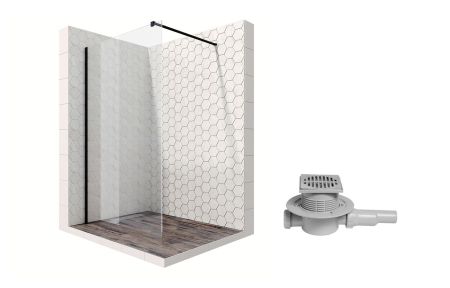 Душевая перегородка Ambassador Walk-in 15031110-MA1, свободный вход, точечный трап, 100см