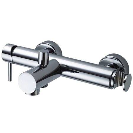 Смеситель для ванны и душа, Bossini, OKI, тип открывания воды-однорычажный, тип регулирования воды-керамический картридж, монтаж-настенный, отверстия для монтажа-2, вынос излива, мм-144, тип излива-неподвижный, интегрированный держатель для душевой лейки,, артикул Z005101.030