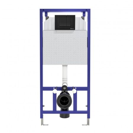 Инсталляция BERGES для скрытого монтажа унитаза NOVUM кнопка S5 Soft Touch, черная, артикул 040245