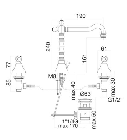 Смеситель для раковины Fiore COLONIALE 02CO0637, хром/золото, артикул 02CO0637