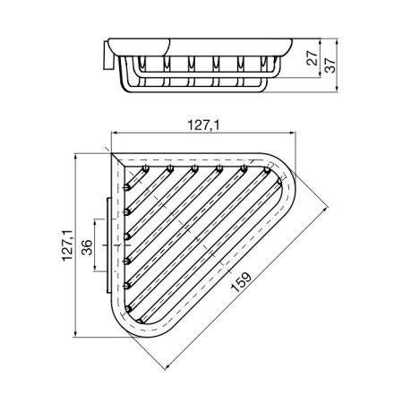 EMCO System2 Полочка-решетка угловая, съемная, 127.1x127.1x37мм, цвет хром, артикул 3545 001 00