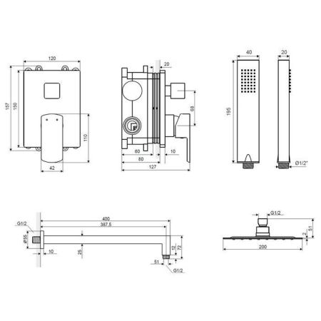 Система для душа скрытого монтажа EXCELLENT Pride AREX.SET.4045CR (хром), артикул AREX.SET.4045CR