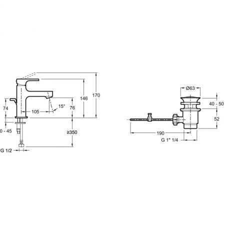 Смеситель для раковины  JACOB DELAFON STRAYT E8776-CP (хром, L-10,5 H-7,6), шт, артикул E8776-CP